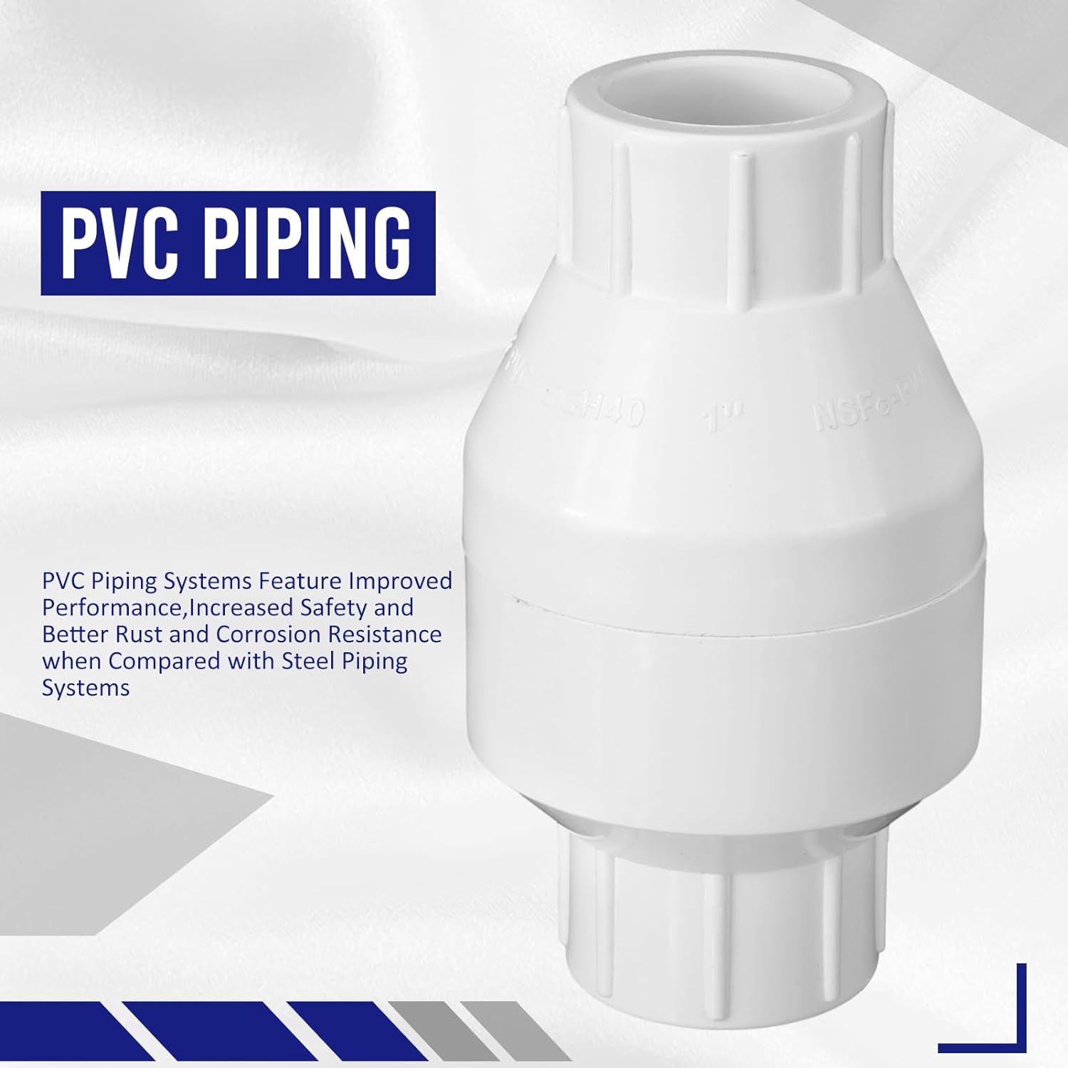 Geetery PVC Inline Check Valve Solvent Connections White Plastic Backflow Preventer Pipe Fittings Check Socket Schedule (2 Pcs, 1 Inch)-4