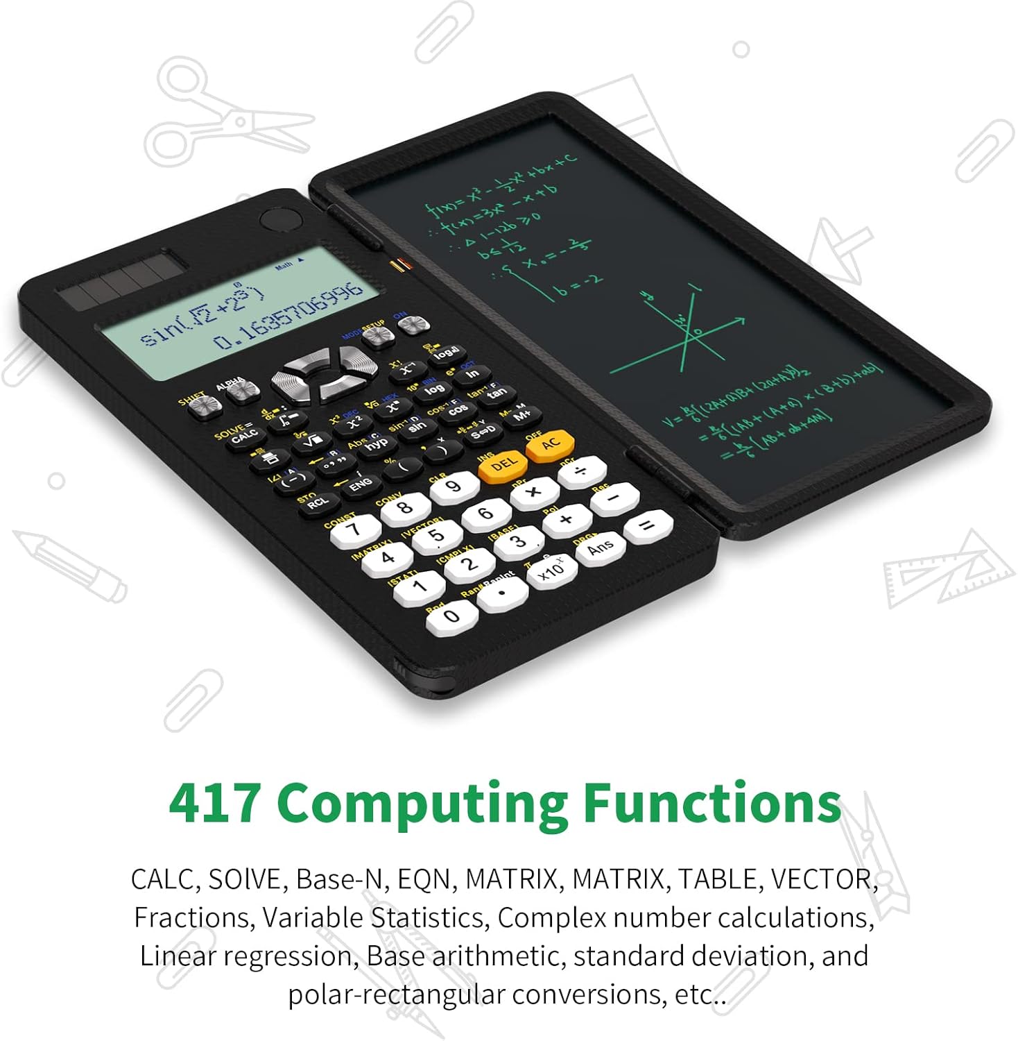 NEWYES Engineering Scientific Calculator with Writing Tablet, 417 Function with Solar Battery, Professional Upgraded 991ES Plus Calculator Portable Notepad Back to School Supplies for Student, Teacher-3