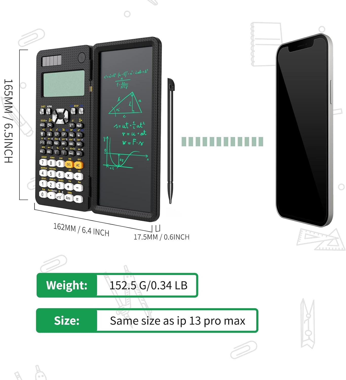 NEWYES Engineering Scientific Calculator with Writing Tablet, 417 Function with Solar Battery, Professional Upgraded 991ES Plus Calculator Portable Notepad Back to School Supplies for Student, Teacher-4