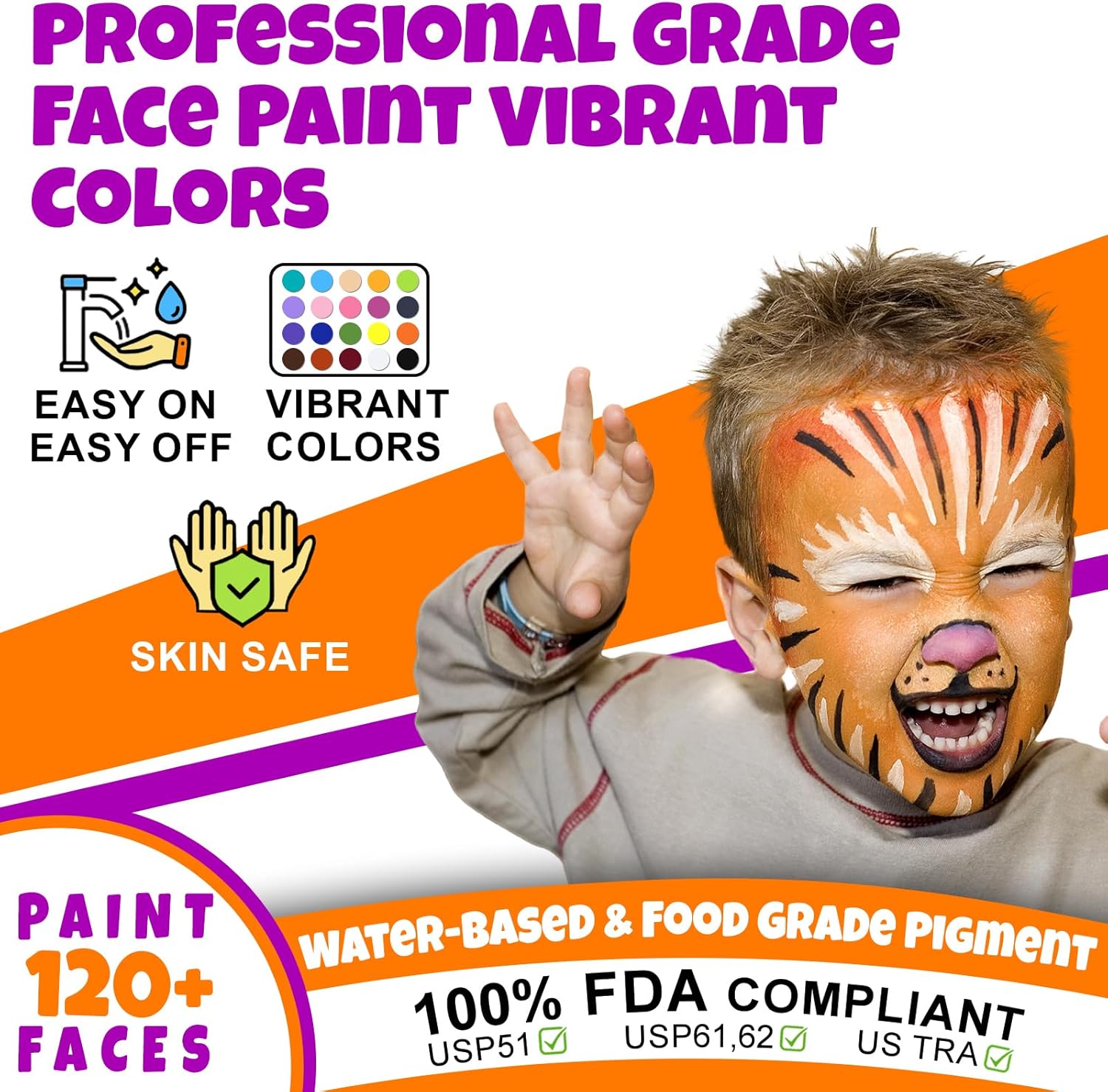 Face Painting Kit, 20 Colors Face Paints for Children, Non-Toxic & Washable Face Piant for Halloween Make Up, Including Glitter, Stencil, Tattoo for Kids - Unique Gift-1