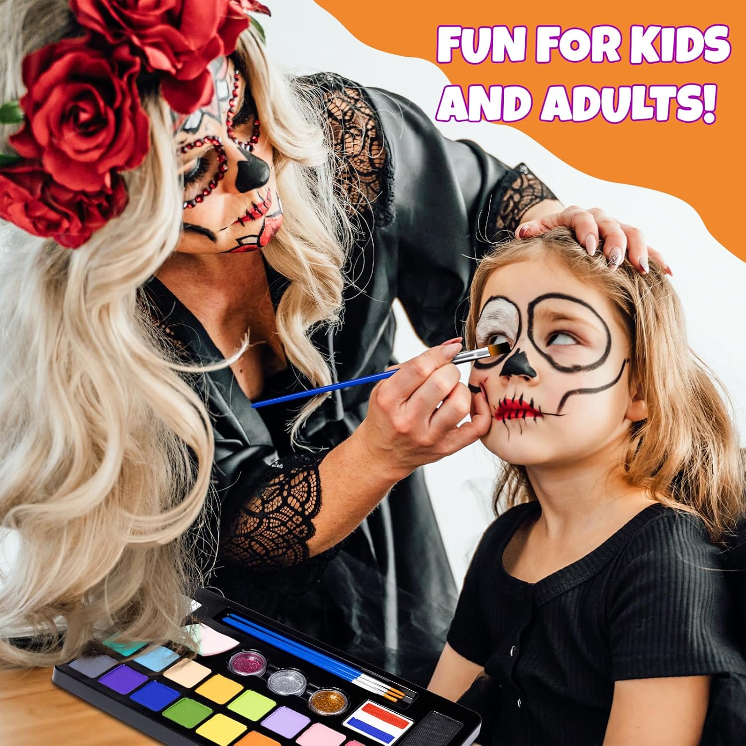 Face Painting Kit, 20 Colors Face Paints for Children, Non-Toxic & Washable Face Piant for Halloween Make Up, Including Glitter, Stencil, Tattoo for Kids - Unique Gift-4