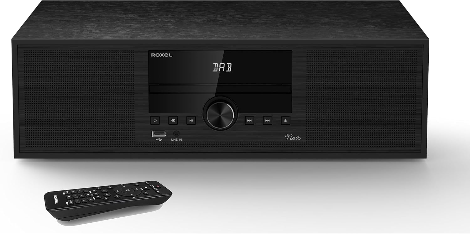 Roxel Noir All-In-One Micro Hi-Fi System and DAB Radio, Compact, CD Player with FM and DAB+ Digital Radio, Wireless BT, USB, MP3, AUX in, Stereo speakers, Remote Control Included-6