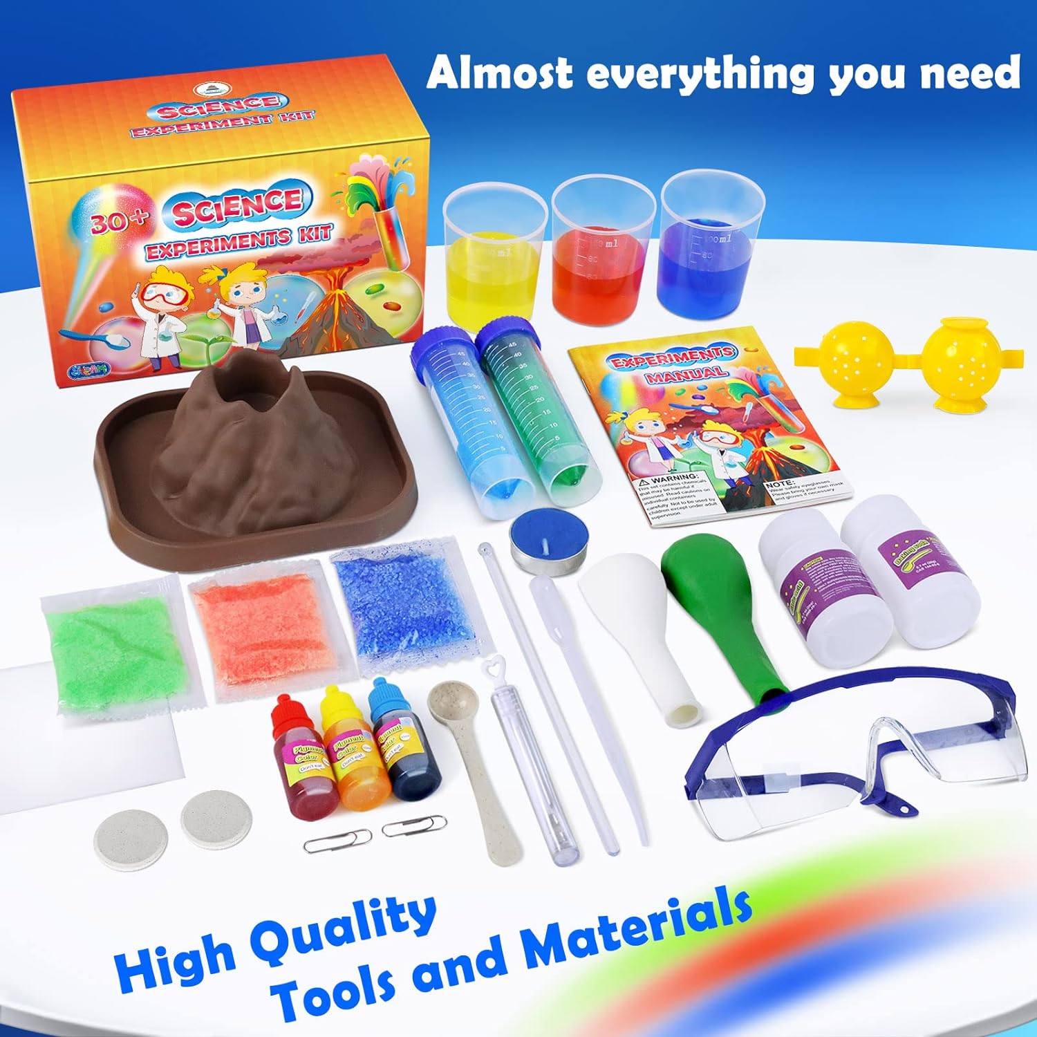 UNGLINGA 30+ Experiments Science Kits for Kids Educational STEM Toys Gifts for Boys Girls, Chemistry Set, Bouncy Ball, Volcano, Color Learning Activities Scientific Tools Toys-5