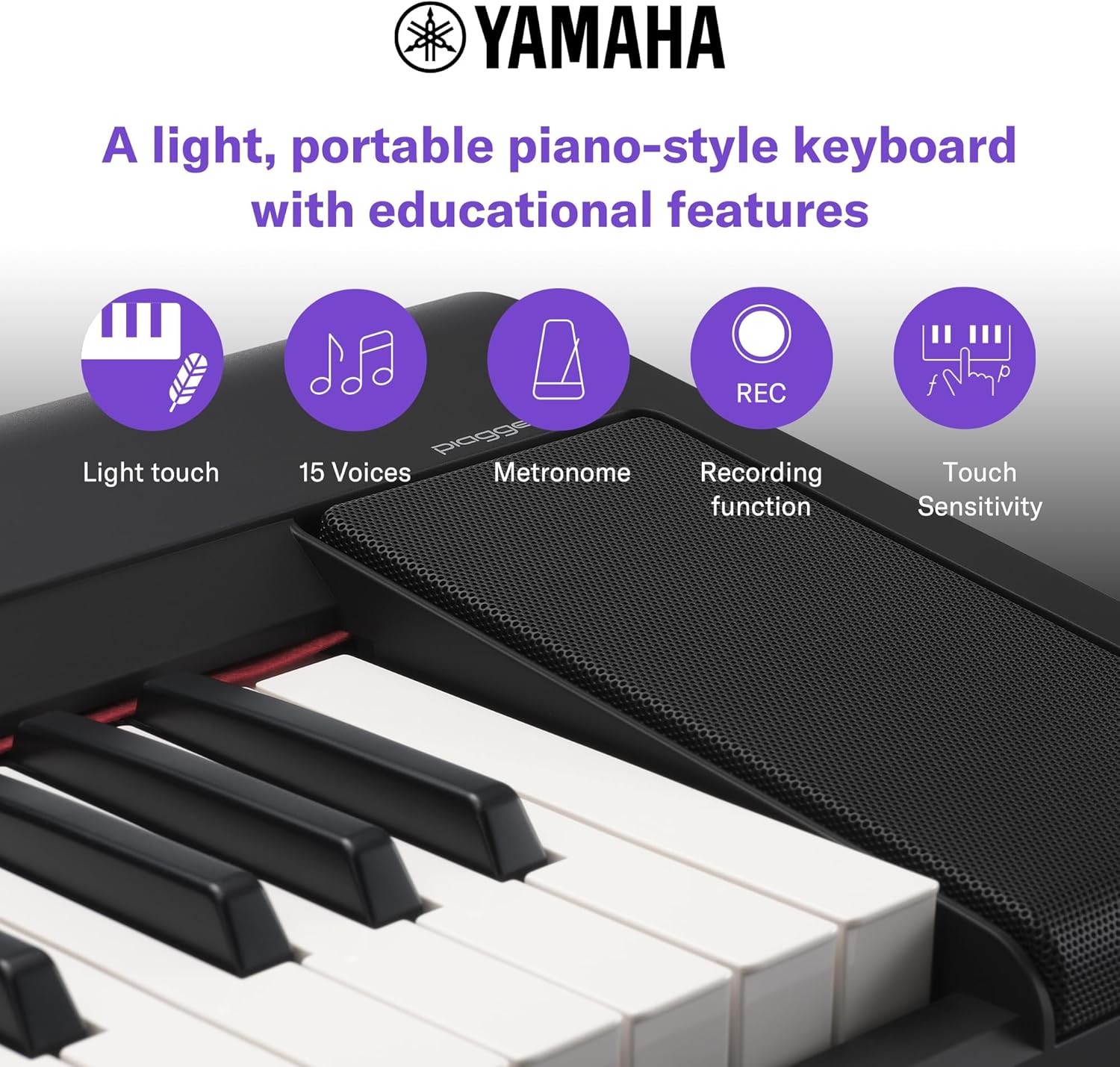 Yamaha NP-35 Piaggero Digital Keyboard with 76 Graded Soft-Touch Sensitive Keys and 15 Instrumental Voices, Lightweight and Portable-1