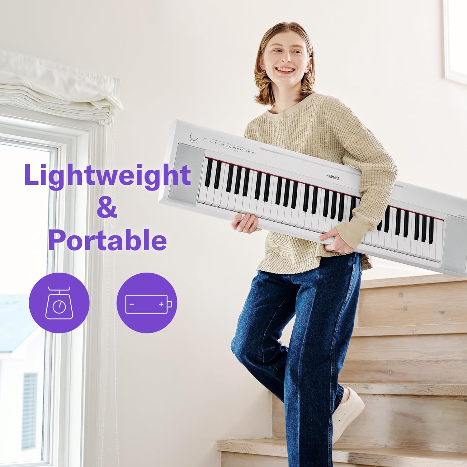 Yamaha NP-15 Piaggero Digital Keyboard with 61 Touch Sensitive Keys and 15 Instrumental Voices, Lightweight and Portable-3