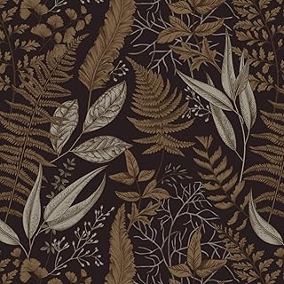 Fiula Leaves Wallpaper Peel and Stick Wallpaper Self Adhesive Botanical Wallpaper 41CMX3M Tropical Contact Paper Brown Wallpaper Vinyl Wrap for Furniture Waterproof for Living Room Cabinet Vintage