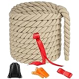 NEBURORA 20FT Tug of War Rope for Kids and Adults Outdoor Games Field Day Family Reunion Summer Outside Yard Backyard Lawn Camping Picnic Carnival Party Games Khaki