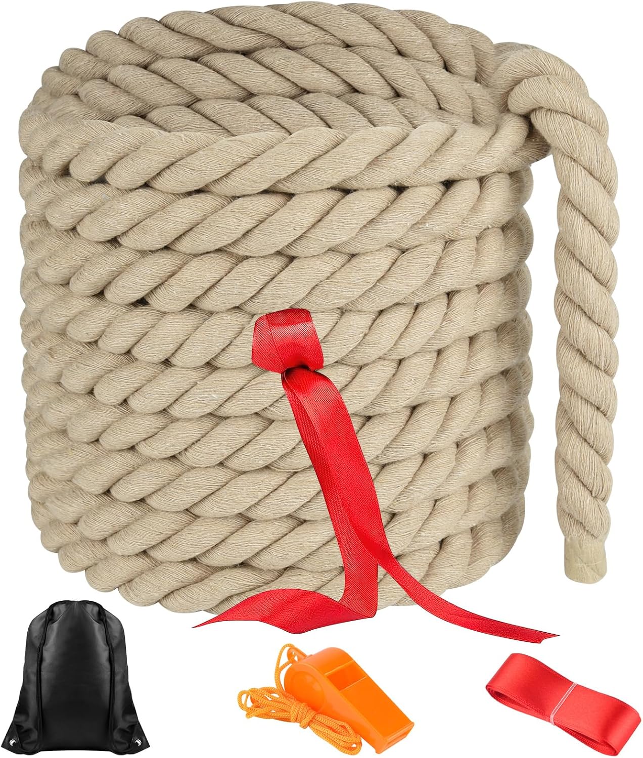 NEBURORA 20FT Tug of War Rope for Kids and Adults Outdoor Games Field Day Family Reunion Summer Outside Yard Backyard Lawn Camping Picnic Carnival Party Games Khaki-0