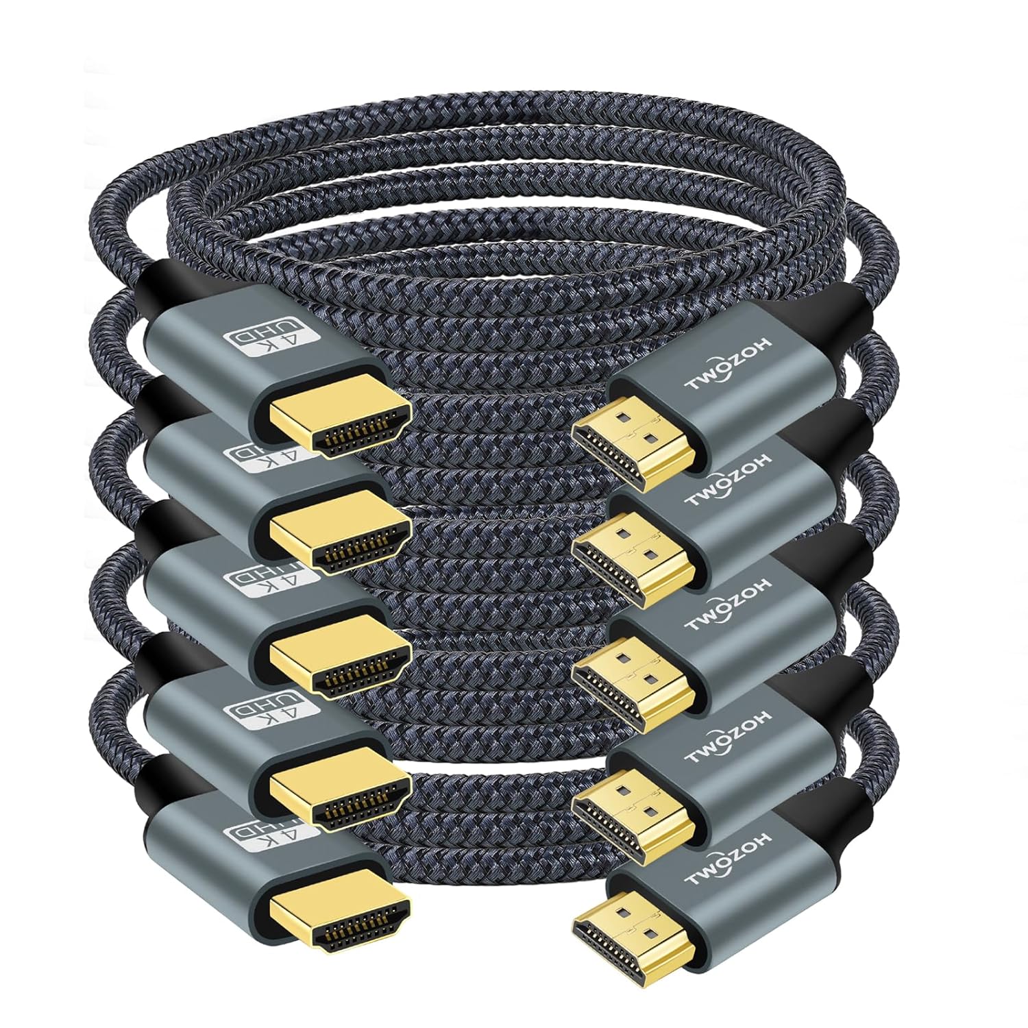 Twozoh 4K HDMI Cable 1M 5 Pack, Nylon Braided High Speed HDMI to HDMI Lead Support 18Gbps PC, Projector, HDTV, Xbox-0