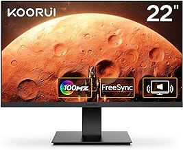 KOORUI 22 Inch Computer Gaming Monitor, FHD 1080P Desktop Display with 2 Speakers, 100HZ Ultra Thin Bezel/Eye Care/Ergonomic Tilt, HDMI VGA Ports LED Monitor for PC, VESA Mounting