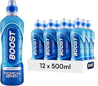 Boost Sports Drinks Tropical Berry | 12 Isotonic Drink with Vitamin B12 and B6 | Electrolyte Drink | Maximum Hydration Drinks | Low Calorie Vegan Adult Soft Drinks Multipacks | 12x500ml