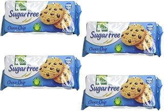 Gullon Sugar Free Chocolate chip biscuits cookies 125g x 4, Sugar free snack is great choice for diabetics Gift for family and friends