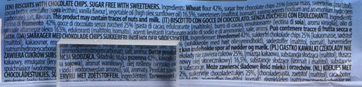 Gullon Sugar Free Chocolate chip biscuits cookies 125g x 4, Sugar free snack is great choice for diabetics Gift for family and friends-4