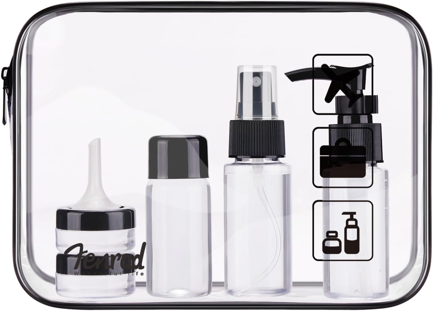 Travel Bottles for Toiletries, 6 PCS Refillable Travel Pots Set and 1PCS TSA Approved Waterproof Clear Toiletry Bag for Liquids, Shampoo, Body Wash, Conditioner(BPA Free)-0