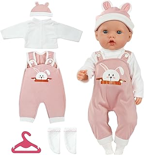 Aolso Baby Doll Clothes for 14-18 Inch Doll 35-45 cm Baby Doll, New Doll Clothes Outfits, Hooded Rabbit Overalls with 1 Coat hanger, New Born Baby Dolls Girls Birthday