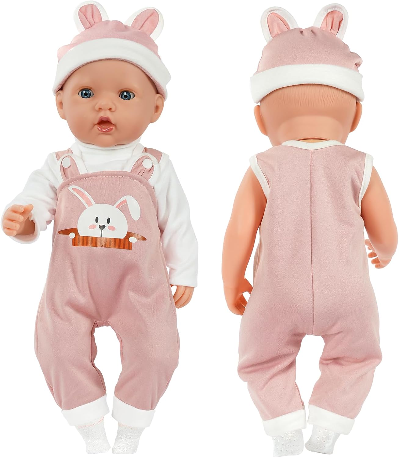 Aolso Baby Doll Clothes for 14-18 Inch Doll 35-45 cm Baby Doll, New Doll Clothes Outfits, Hooded Rabbit Overalls with 1 Coat hanger, New Born Baby Dolls Girls Birthday-1