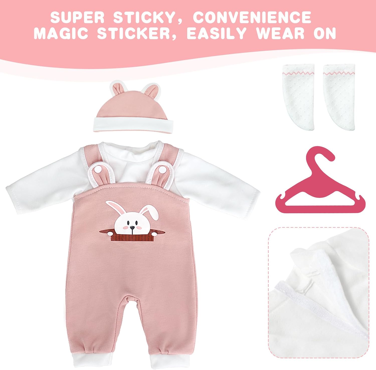 Aolso Baby Doll Clothes for 14-18 Inch Doll 35-45 cm Baby Doll, New Doll Clothes Outfits, Hooded Rabbit Overalls with 1 Coat hanger, New Born Baby Dolls Girls Birthday-4