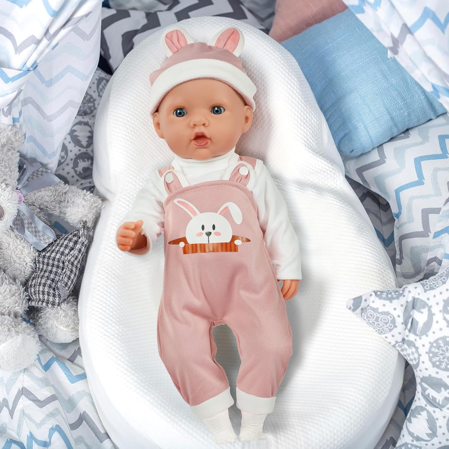 Aolso Baby Doll Clothes for 14-18 Inch Doll 35-45 cm Baby Doll, New Doll Clothes Outfits, Hooded Rabbit Overalls with 1 Coat hanger, New Born Baby Dolls Girls Birthday-6