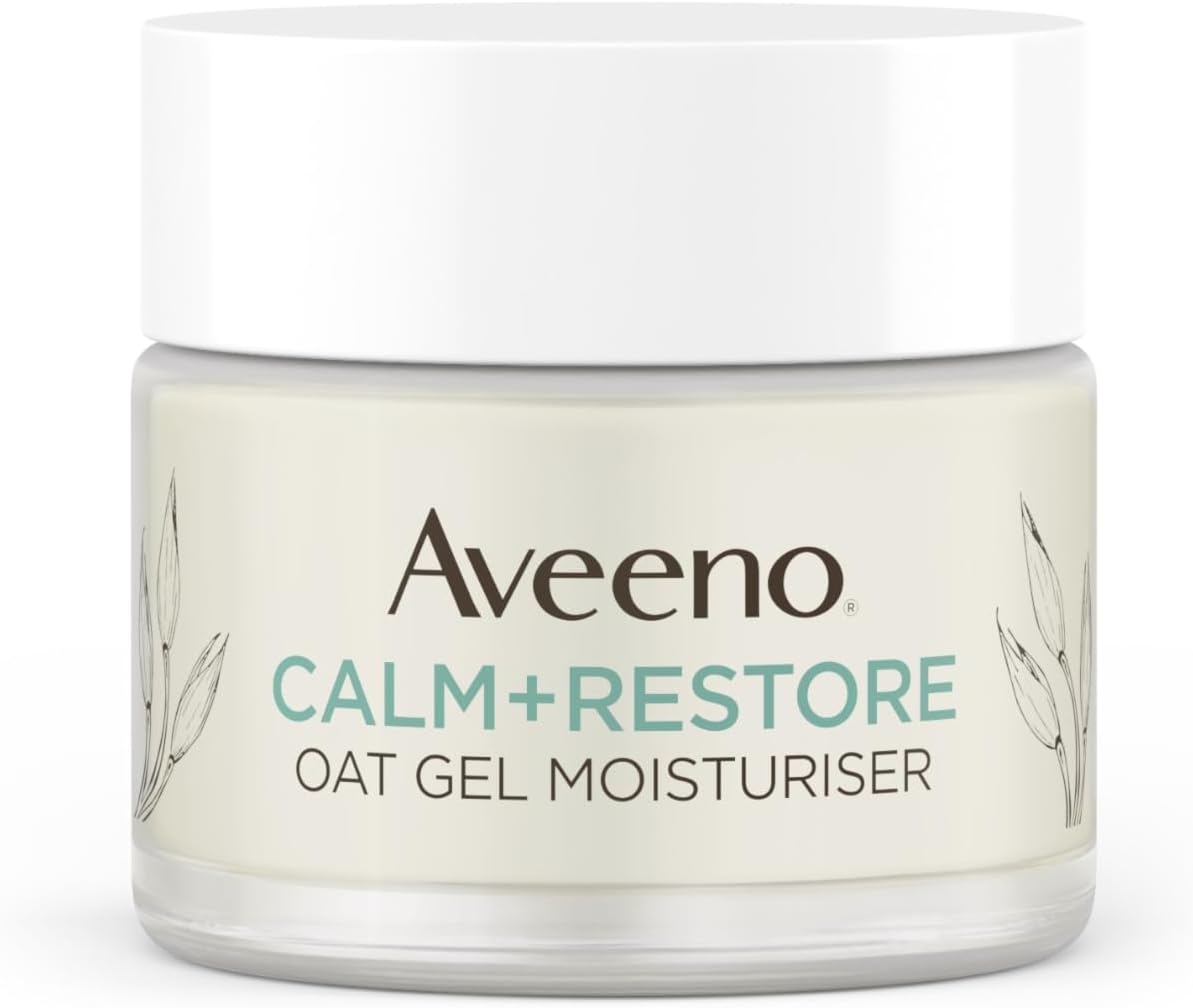 Aveeno Face Calm+Restore Oat Gel Moisturiser (1x 50ml), Face Moisturiser to Instantly Soothe and Replenish the Skin's Moisture Barrier, Intensely Nourishing Day Cream, Tested on Sensitive Skin-0