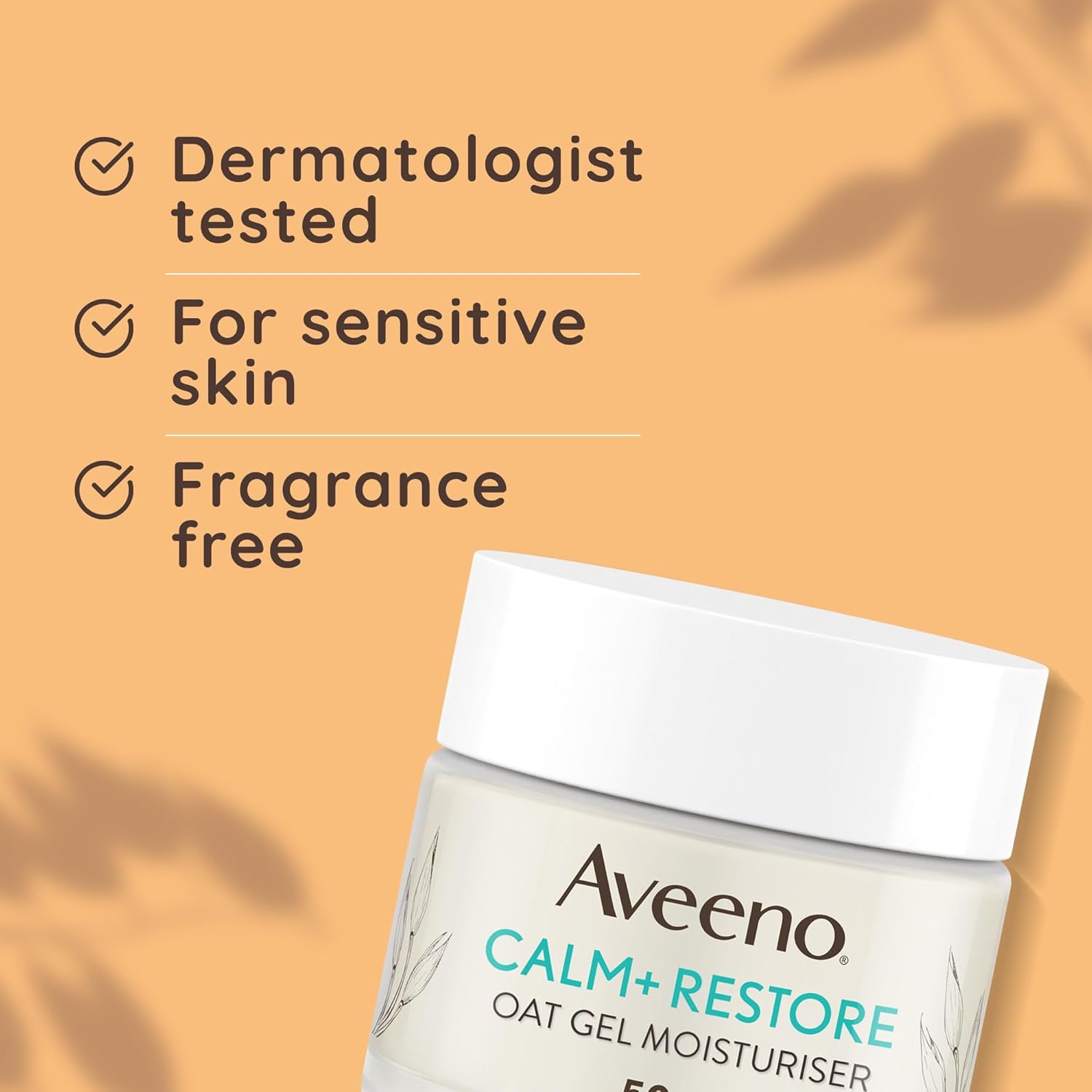 Aveeno Face Calm+Restore Oat Gel Moisturiser (1x 50ml), Face Moisturiser to Instantly Soothe and Replenish the Skin's Moisture Barrier, Intensely Nourishing Day Cream, Tested on Sensitive Skin-1