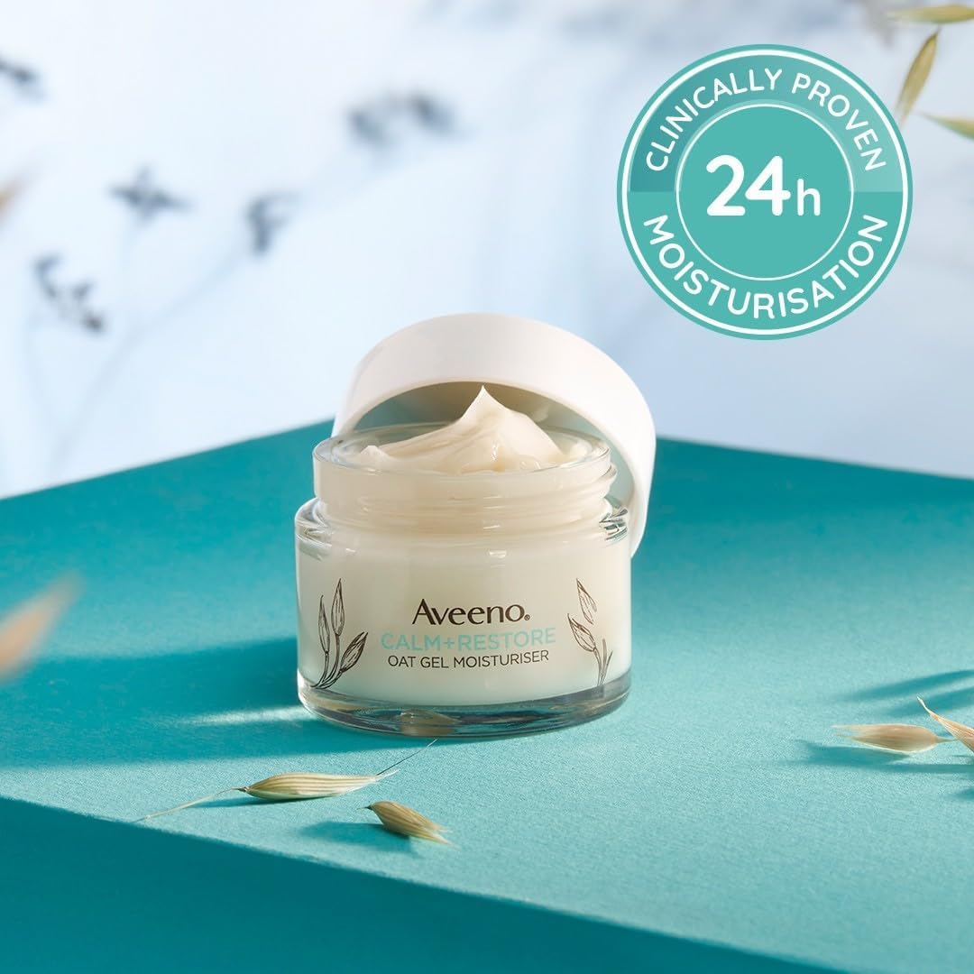 Aveeno Face Calm+Restore Oat Gel Moisturiser (1x 50ml), Face Moisturiser to Instantly Soothe and Replenish the Skin's Moisture Barrier, Intensely Nourishing Day Cream, Tested on Sensitive Skin-5