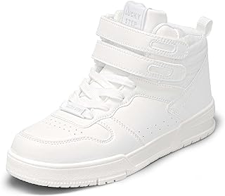 LUCKY STEP Women's High Top Fashion Sneakers Basketball Ankle Boots Walking Tennis Shoes Platform Hook and Loop Casual Faux Leather Sneaker