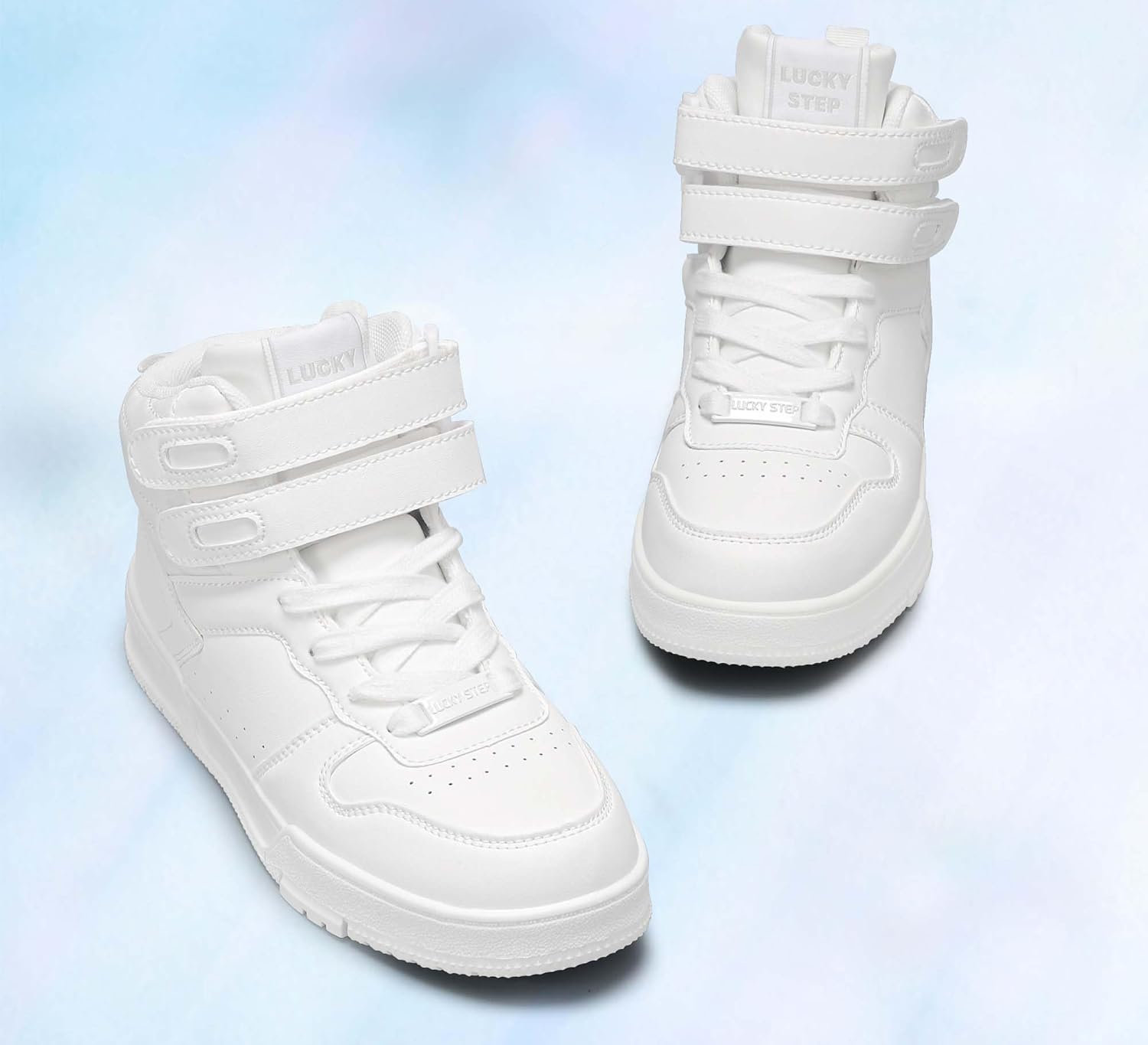 LUCKY STEP Women's High Top Fashion Sneakers Basketball Ankle Boots Walking Tennis Shoes Platform Hook and Loop Casual Faux Leather Sneaker-3