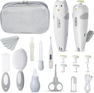 Lictin Baby Healthcare and Grooming Kit, 26 in 1 Rechargeable Baby Nail Trimmer Electric Set,Safe Baby Nail File with Auto Light, Newborn Nursery Health Care Kit, Portable Baby Safety Care Set