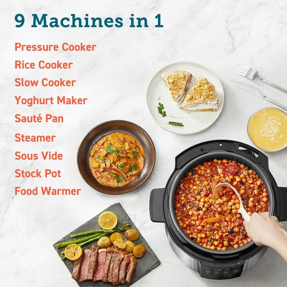 COSORI Pressure Cooker Electric 5.7L, Stainless Steel, 14 Functions, 9-in-1 Multi Cooker(Slow&Rice Cooker, Sous Vide, Cake Maker, etc.), 70% Faster, Non-Stick, 65+ Recipes(Cookbook&Online)-1