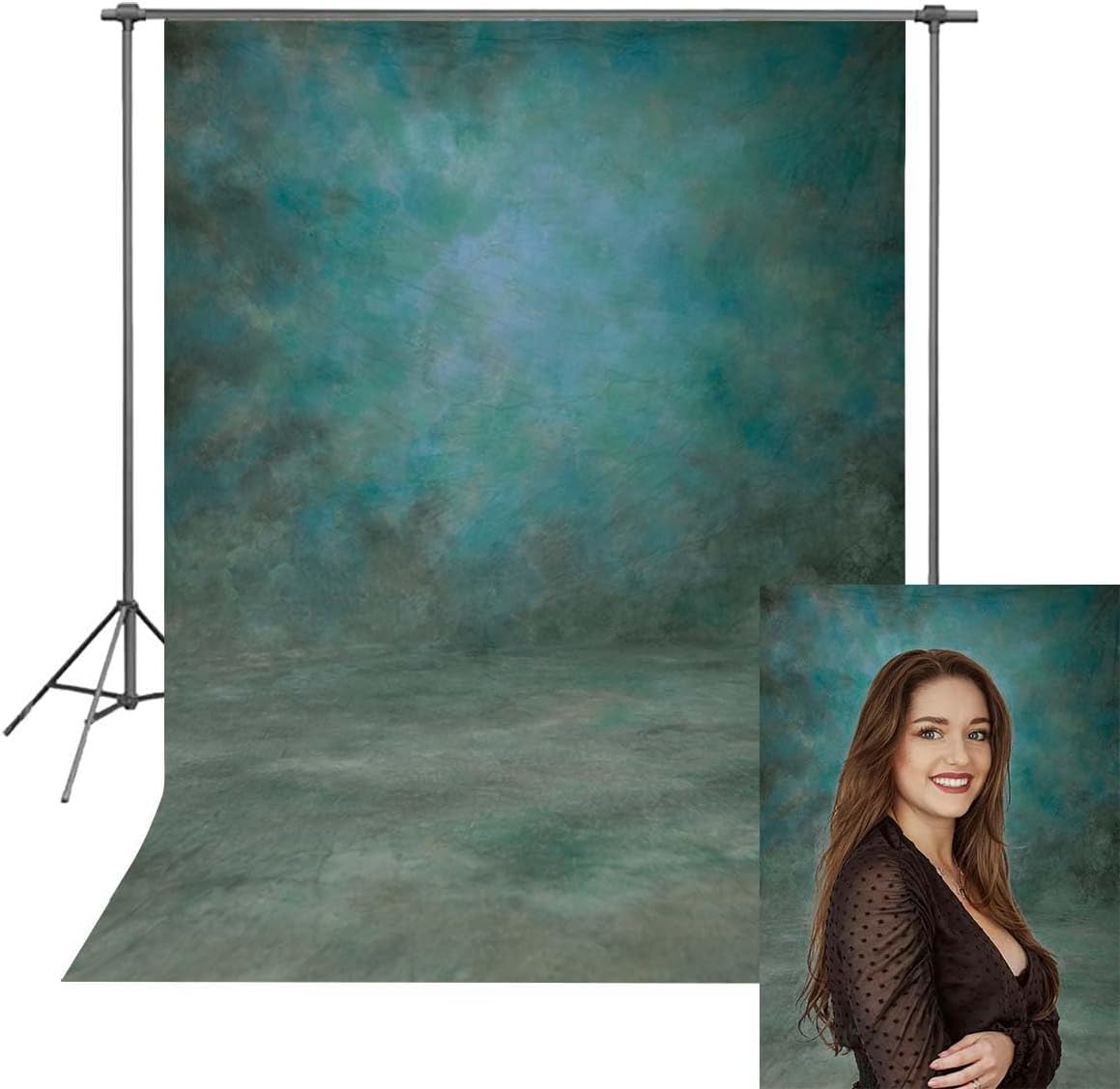 5x7ft Abstract Photography Backdrop Microfiber Retro Green Portrait Photography Photo Background Studio Props (5X7FT)-0