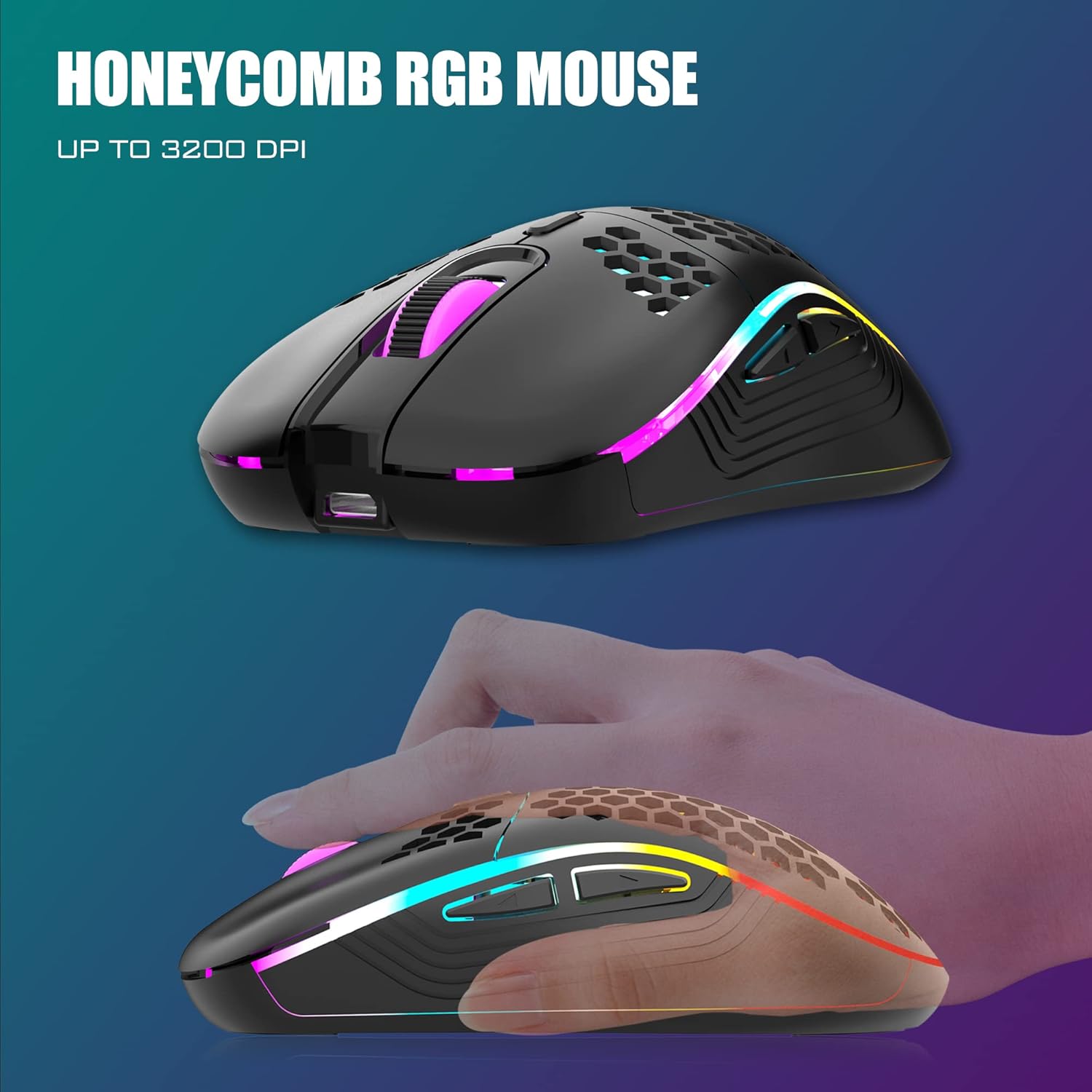 RedThunder K84 75% Wireless Gaming Keyboard and Mouse Rainbow Backlight UK Layout 85 Keys TKL Ultra Compact Mini Design Lightweight Honeycomb Gaming Mouse for PC Mac PS5 Xbox Office Gamers-3