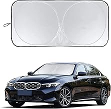 Rncop Car Windshield Sunshade with Storage Pouch, 210T Reflective Polyester Foldable Car Sun Visor for Sun Protection and Heat Insulation - Large(160 x 90cm)