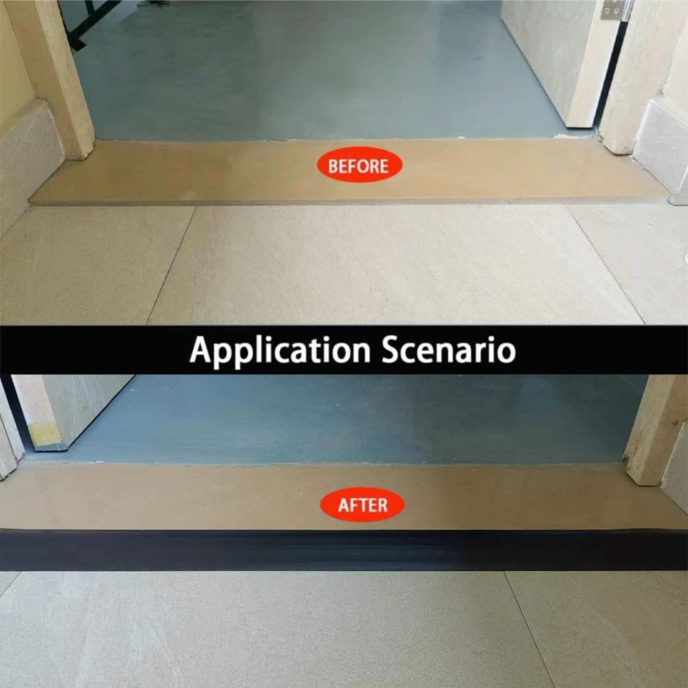 2M PVC Rubber Wheelchair Ramp Self Adhesive,Threshold Reducer,Door Floor Threshold Transition Strip,Butt Up Threshold-Moldings Trim for Doorways Carpet Floor Tile Edge Scooter(1.5cm,Black)-5