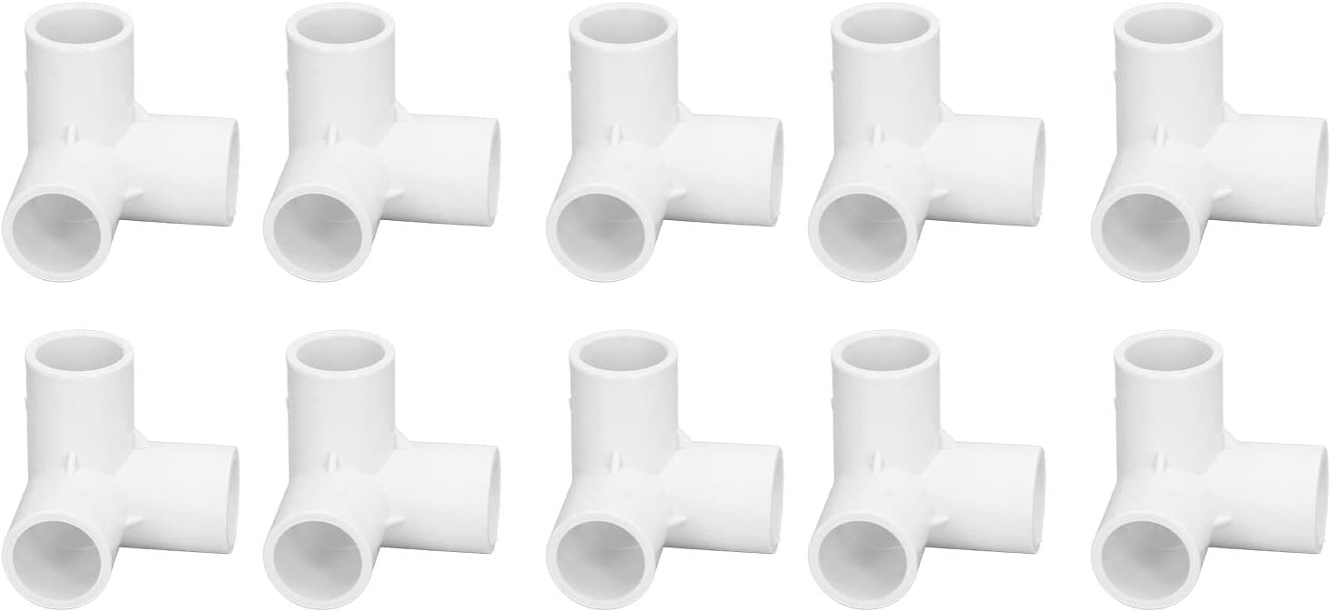 3 Way Pipe Fittings, 3 Way PVC Pipe Fittings, Elbow Joint Plastic Right Angle Tee Corner Connector 20mm Inner Diameter 10PCS for, 3 Way Pipe Fittings (White)-0