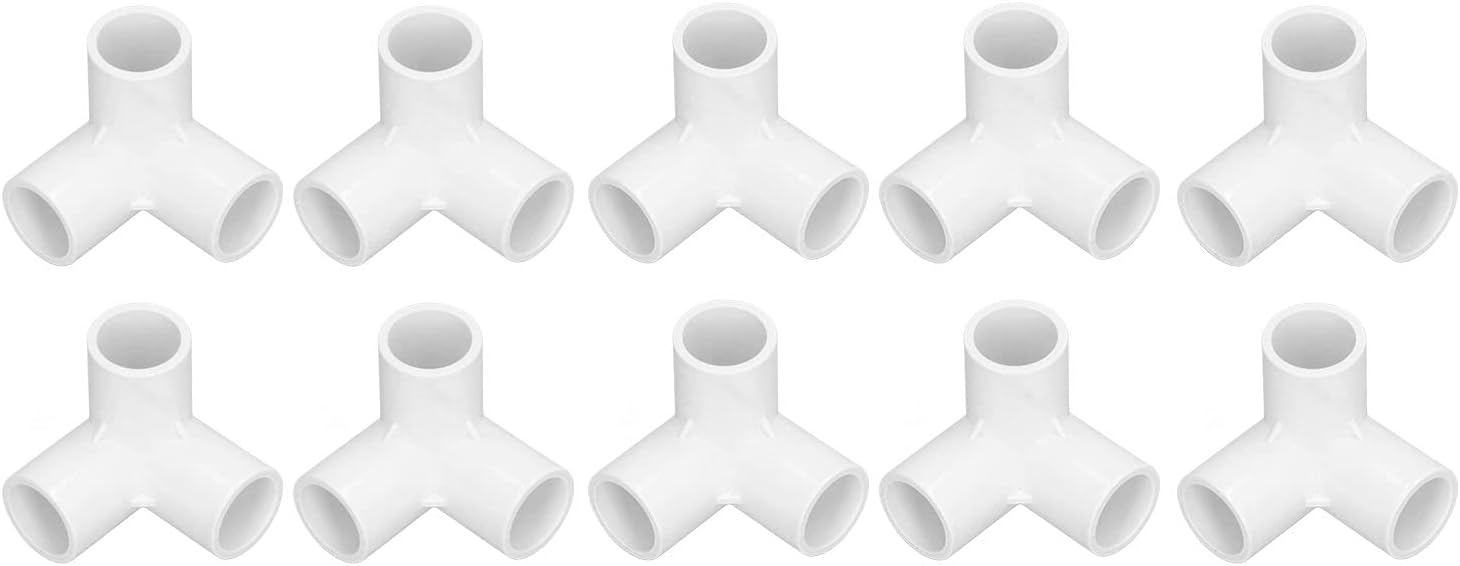 3 Way Pipe Fittings, 3 Way PVC Pipe Fittings, Elbow Joint Plastic Right Angle Tee Corner Connector 20mm Inner Diameter 10PCS for, 3 Way Pipe Fittings (White)-2