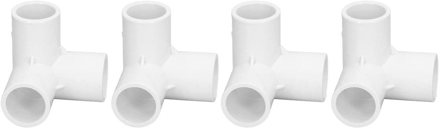 3 Way Pipe Fittings, 3 Way PVC Pipe Fittings, Elbow Joint Plastic Right Angle Tee Corner Connector 20mm Inner Diameter 10PCS for, 3 Way Pipe Fittings (White)-3