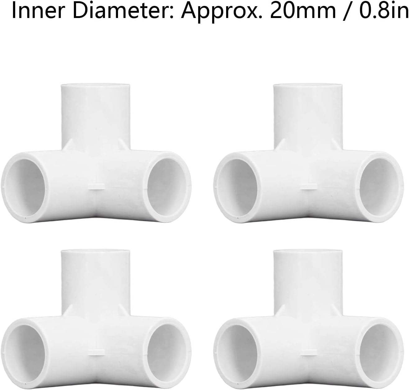 3 Way Pipe Fittings, 3 Way PVC Pipe Fittings, Elbow Joint Plastic Right Angle Tee Corner Connector 20mm Inner Diameter 10PCS for, 3 Way Pipe Fittings (White)-8