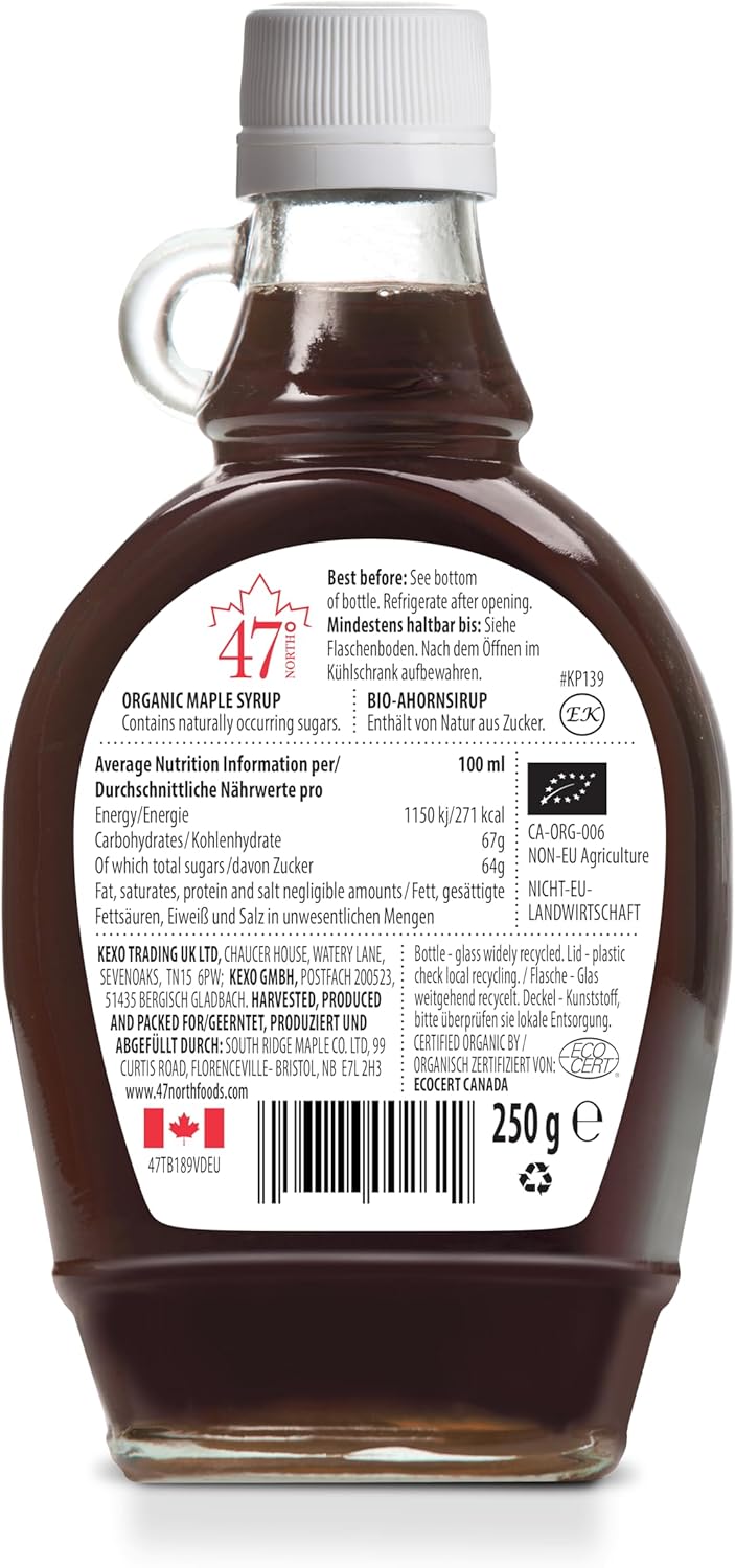 47° North Single Source Organic Canadian Maple Syrup Grade A (250g, Very Dark)-1