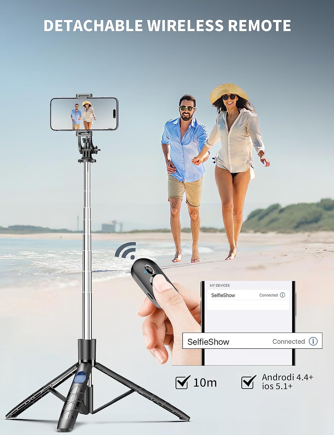 71" Phone Tripod & Selfie Stick, All in One Extendable Cell Phone Tripod with Wireless Remote, Tripod Stand for iPhone & Travel Tripod 360° Rotation Compatible with iPhone Android Phone, Camera-5