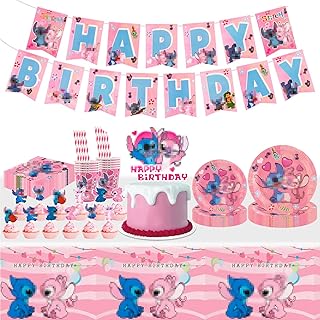 94PCS Birthday Decorations, Kids Party Tableware Set with Plates Cups and Napkins Birthday Banner Cake Topper, Party Decorations Party Supplies for Kids Boys Girls 10 Guests