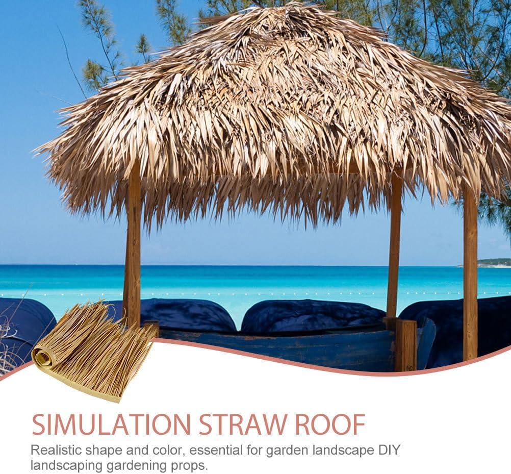 DOITOOL Straw Roof Thatch, Grass Roof, Palm Thatch Roll, Artificial Straw Roll for Garden Patio Party Tiki Bar Decorations-1