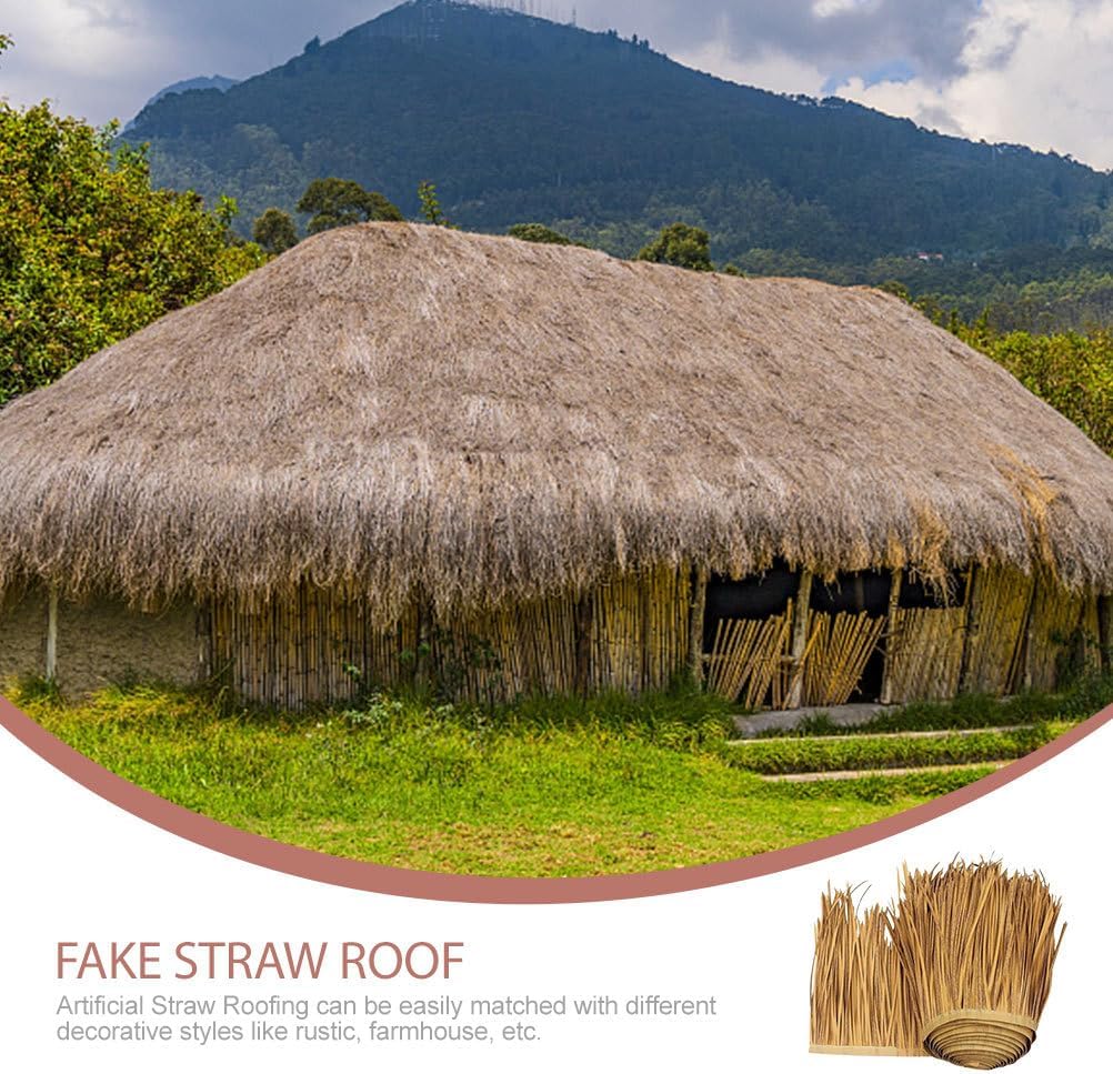 DOITOOL Straw Roof Thatch, Grass Roof, Palm Thatch Roll, Artificial Straw Roll for Garden Patio Party Tiki Bar Decorations-3