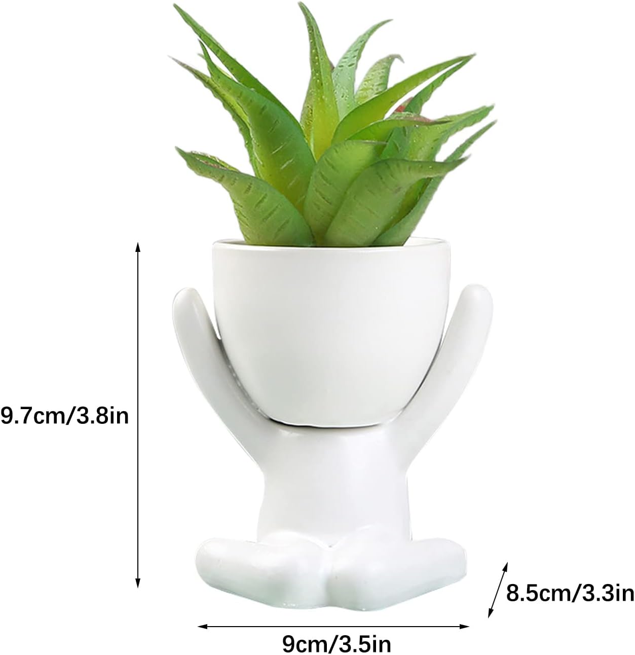 TITA-DONG Creative Human Shaped Small Flower Pots, Ceramic Succulent Plant Pots, Small Pots Flower Pots Plant Pots, Cute White Ceramic Pots, Small Succulent Planters for Home Office Decor(#1)-1