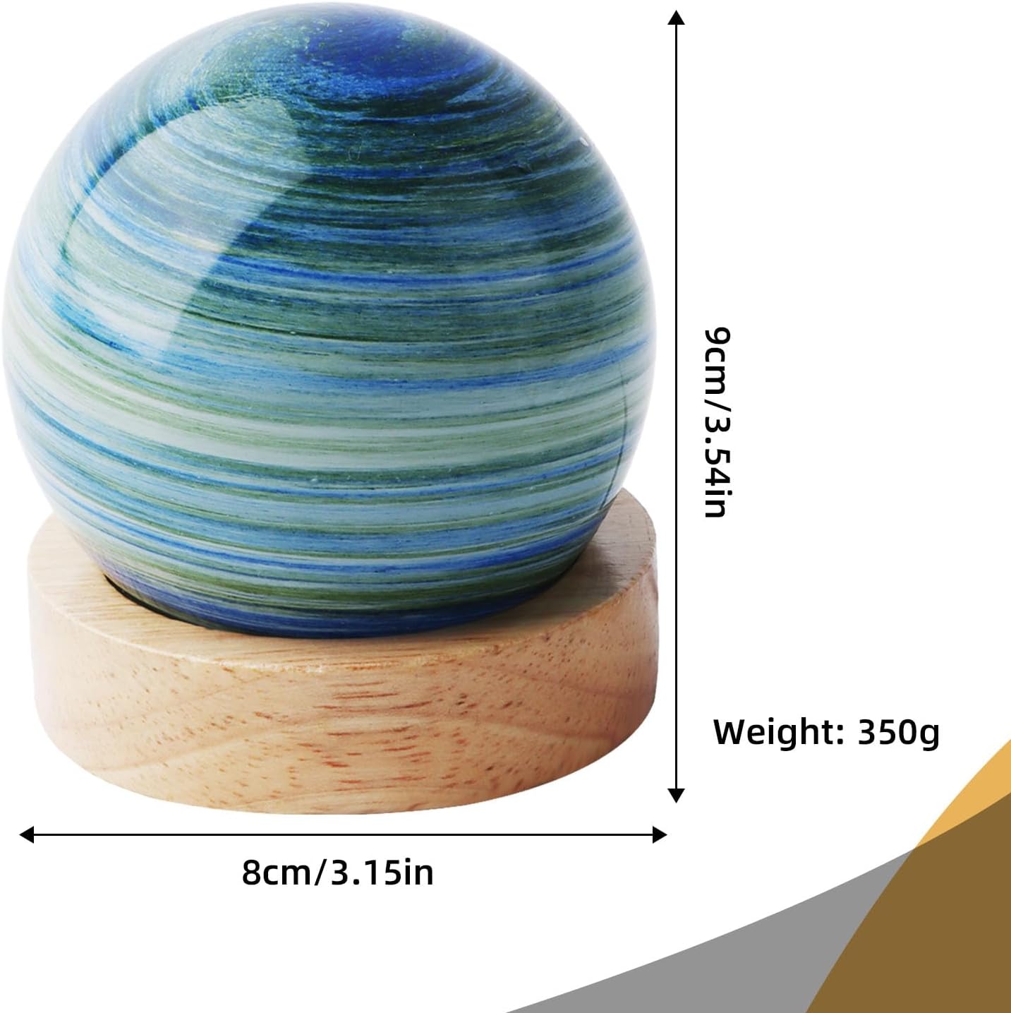 Suewidfay Planet Night Light, Handmade Blown Glass Art Planet LED Table Lamp Gift, Bedside Led Lamp Small Room Decor Lamps,Table Desk Bedside Bedroom Led Lights (Aurora Borealis)-3