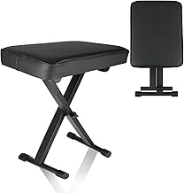 ASelected Keyboard Stool Piano Bench X-Style Padded Folding Piano Bench with High-density Sponges Non-skid Design(Black)