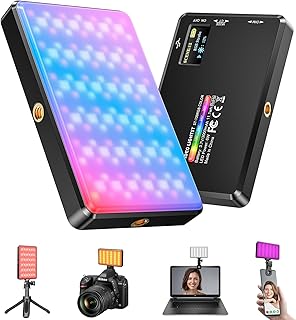 RGB Video Light, Starbea Selfie Light for Phone with Clip & Tripod, 360° Full-Color, 20 Light Effects, 2500K-9000K, 95+CRI, Photograph Lighting for Live Steaming/Party/YouTube/Tiktok/Video Recording