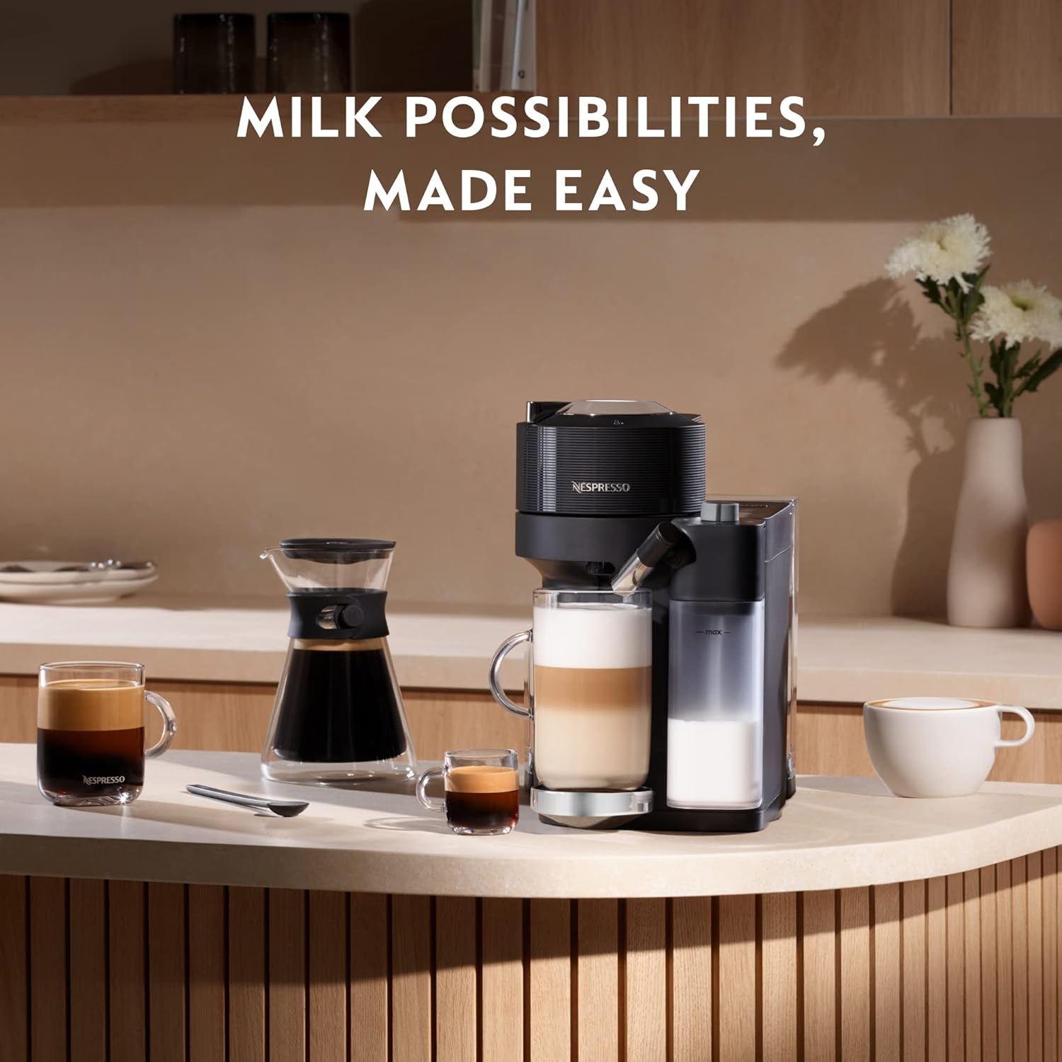 De'Longhi Nespresso Vertuo Lattissima ENV300.B, Automatic Coffee Machine with Automatic Milk Frother, Single-Serve Capsule Coffee Machine, 5 Cup Sizes, 1500W, Matt Black & Glossy-5