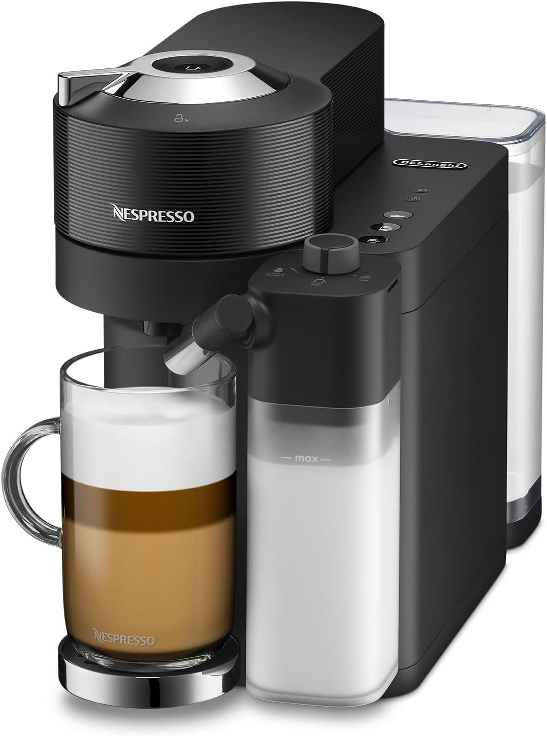 De'Longhi Nespresso Vertuo Lattissima ENV300.B, Automatic Coffee Machine with Automatic Milk Frother, Single-Serve Capsule Coffee Machine, 5 Cup Sizes, 1500W, Matt Black & Glossy-9