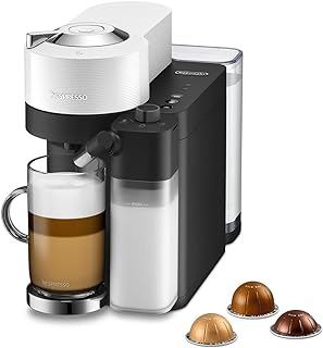 De'Longhi Nespresso Vertuo Lattissima ENV300.W, Automatic Coffee Machine with Automatic Milk Frother, Single-Serve Capsule Coffee Machine, 5 Cup Sizes, 1500W, Matt White & Glossy