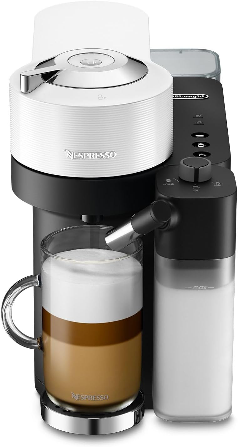 De'Longhi Nespresso Vertuo Lattissima ENV300.W, Automatic Coffee Machine with Automatic Milk Frother, Single-Serve Capsule Coffee Machine, 5 Cup Sizes, 1500W, Matt White & Glossy-10